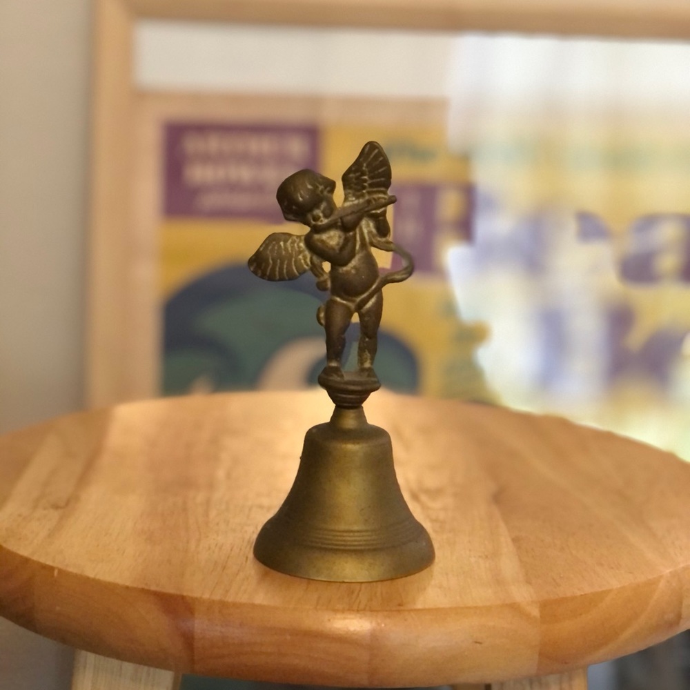 Vintage Brass Angel Cherub Hand Bell